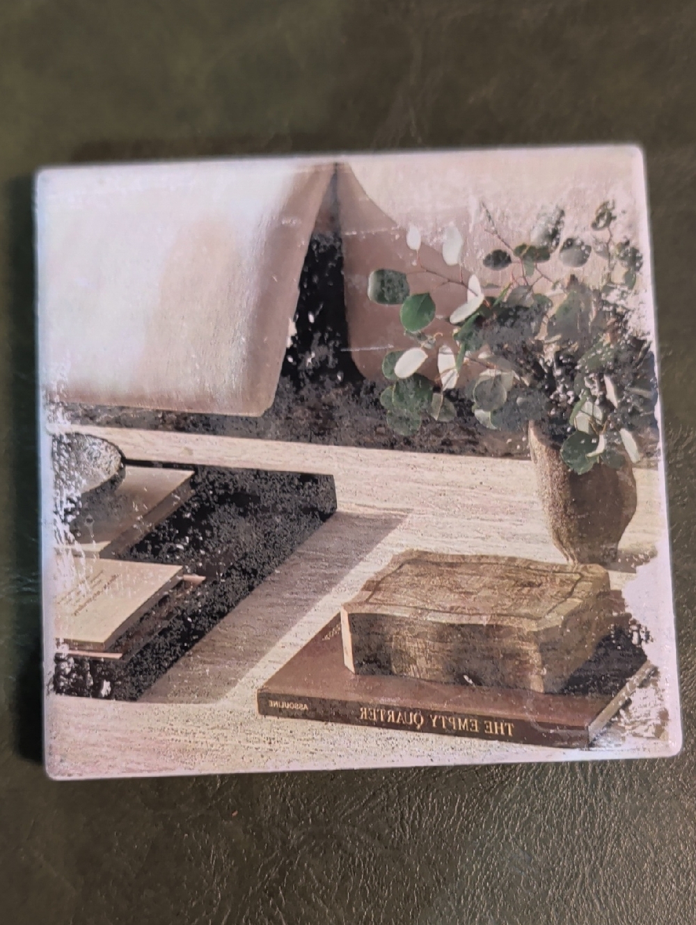 Decorative Canvas Art Handmade Coaster - Neutral Still Life with Eucalyptus MCM